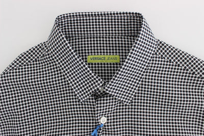 Black White Slim Fit Cotton Shirt