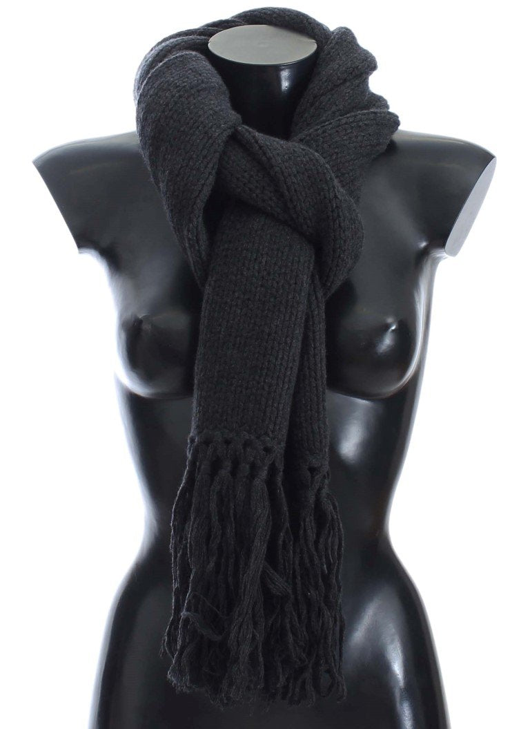 Gray Knitted Cashmere Scarf