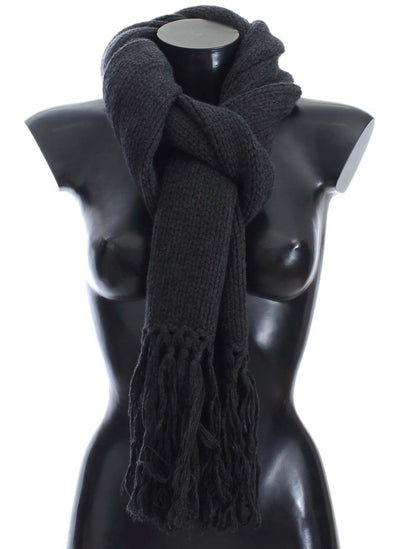 Gray Knitted Cashmere Scarf