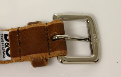 Brown Leather Logo Belt