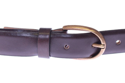 Brown Leather Logo Waist Gold Buckle Belt