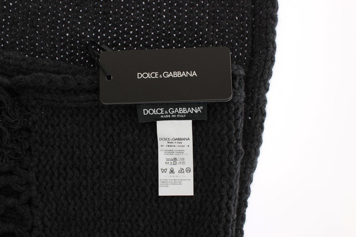 Gray Knitted Cashmere Scarf