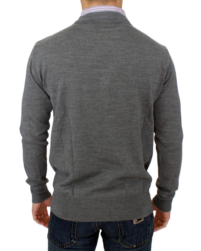 Gray v-neck pullover sweater