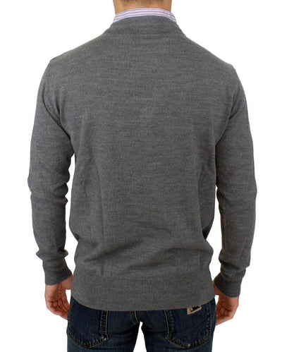 Gray v-neck pullover sweater
