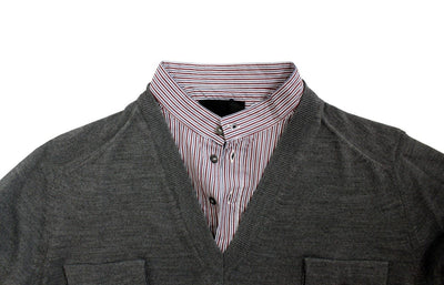 Gray v-neck pullover sweater