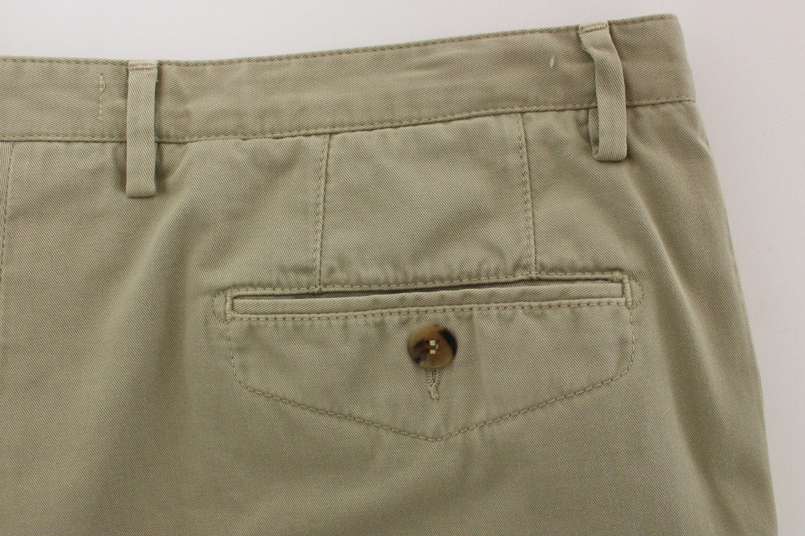 Beige Cotton Casual Chinos Pants