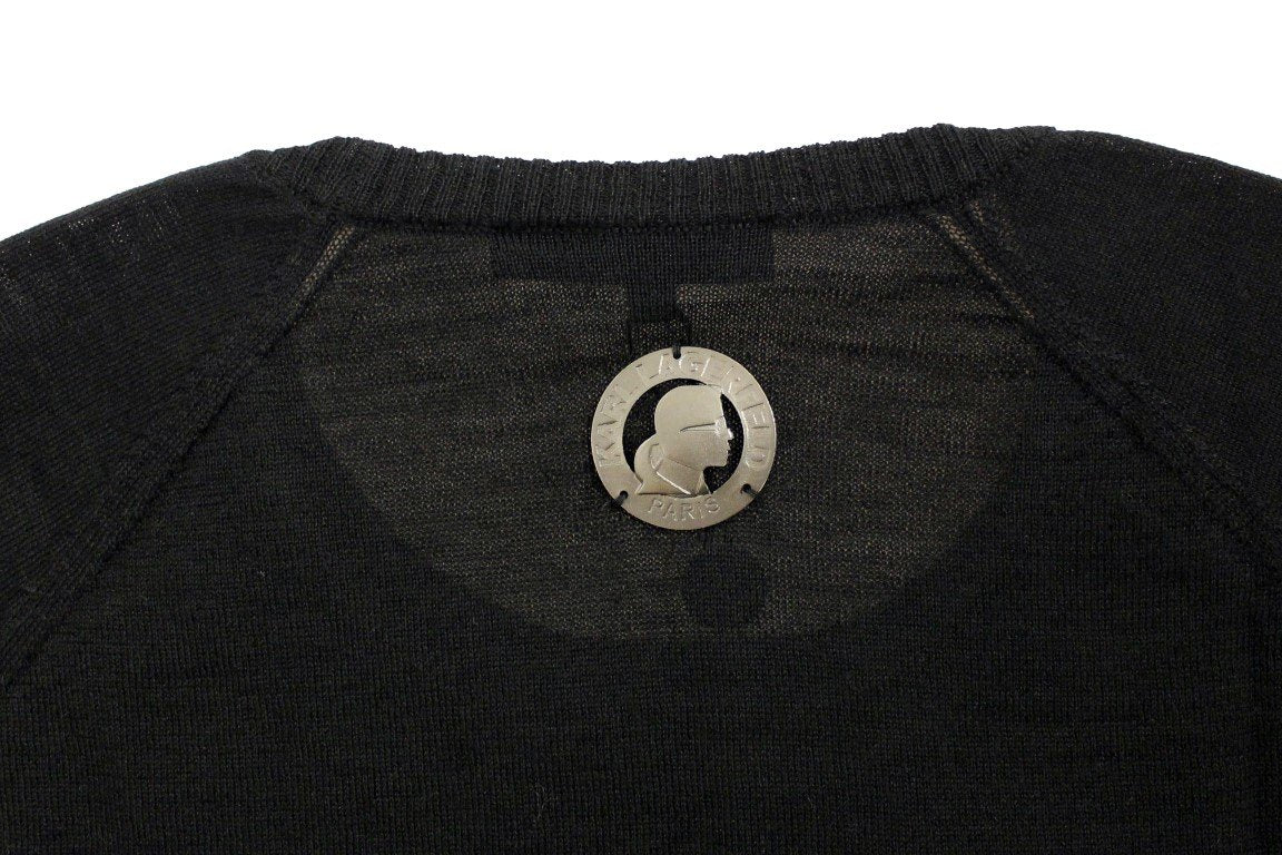 Black crewneck pullover sweater