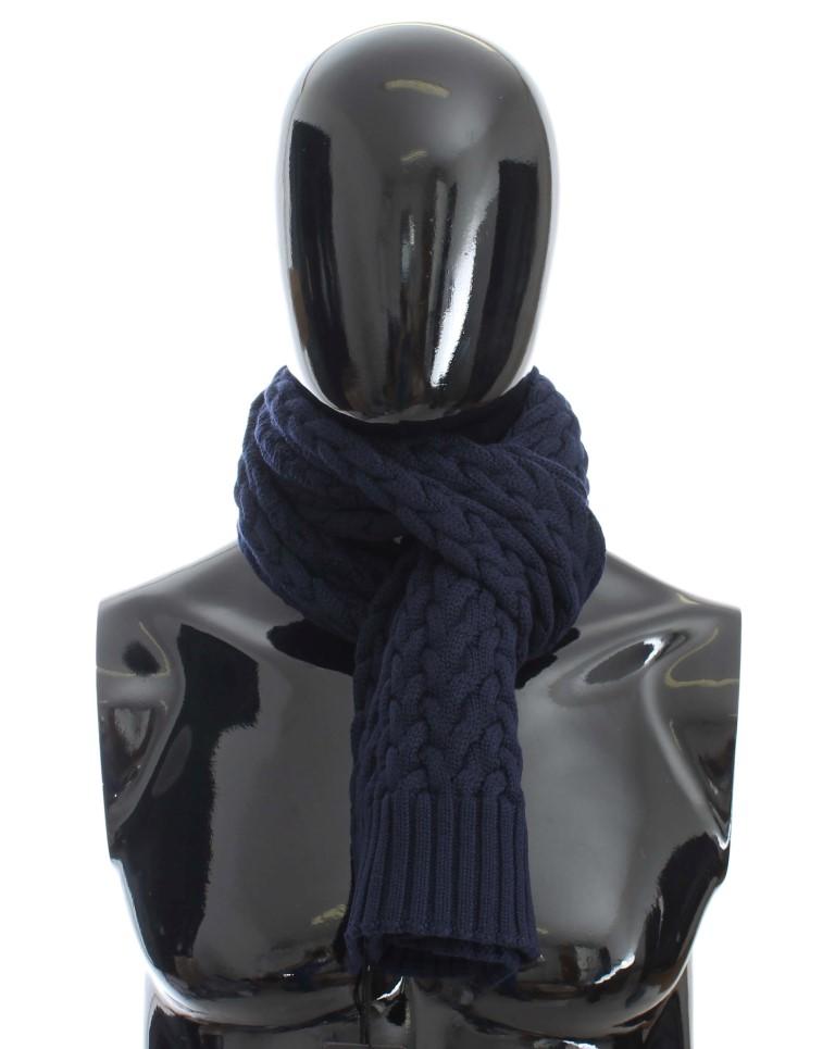 Blue Knitted Wool Scarf