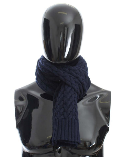Blue Knitted Wool Scarf