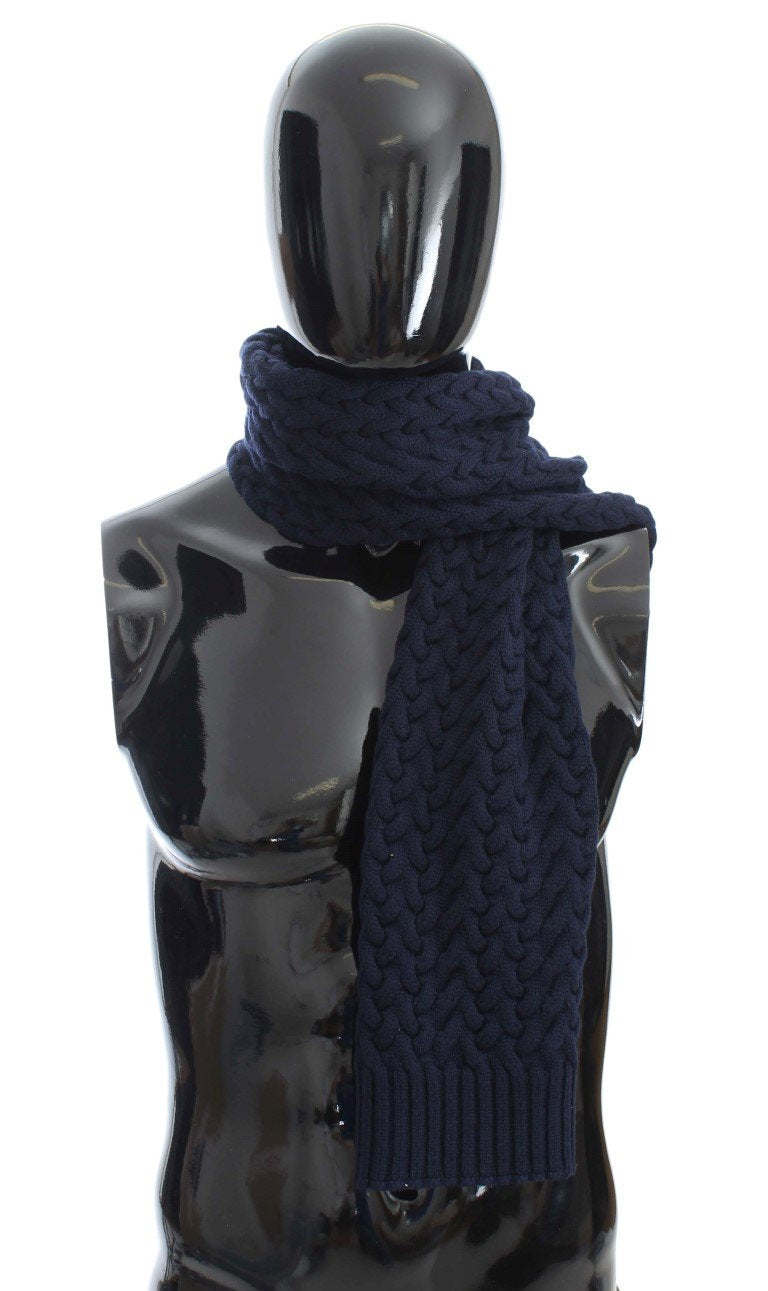 Blue Knitted Wool Scarf
