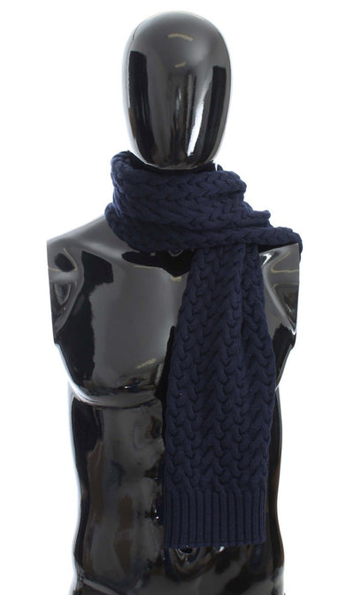 Blue Knitted Wool Scarf