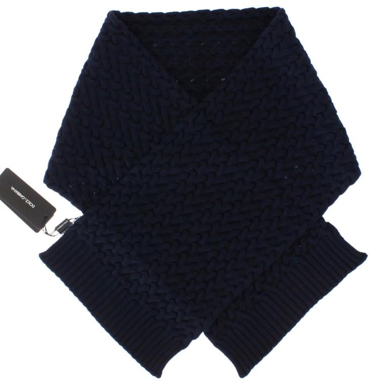 Blue Knitted Wool Scarf