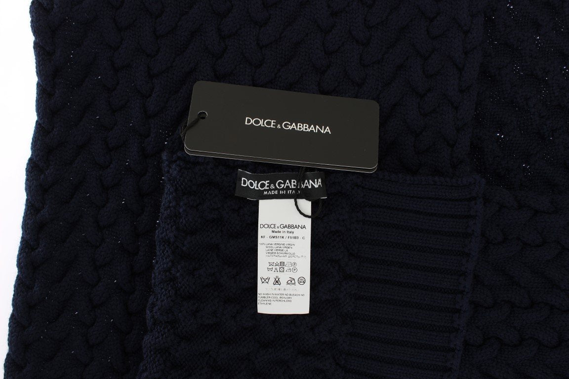 Blue Knitted Wool Scarf