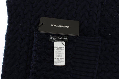 Blue Knitted Wool Scarf