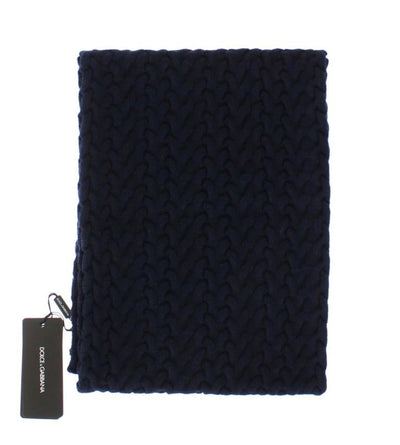 Blue Knitted Wool Scarf