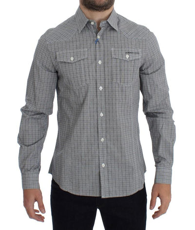 Gray Checkered Casual Cotton Shirt