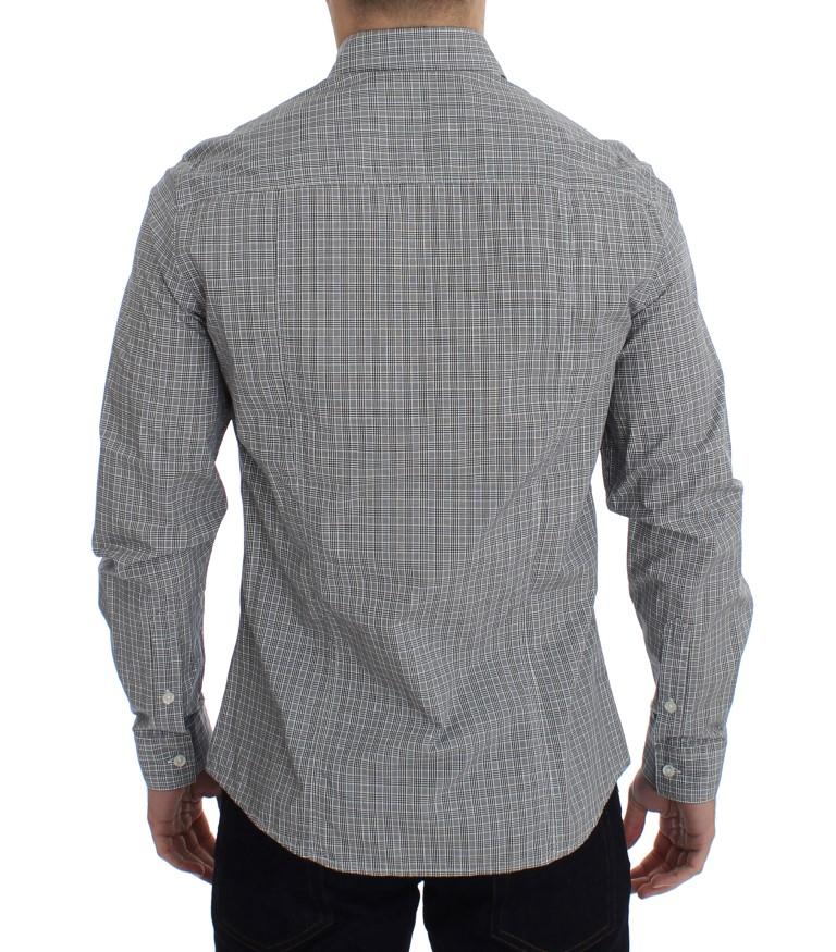 Gray Checkered Casual Cotton Shirt