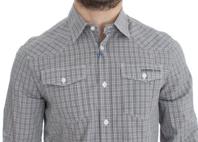 Gray Checkered Casual Cotton Shirt