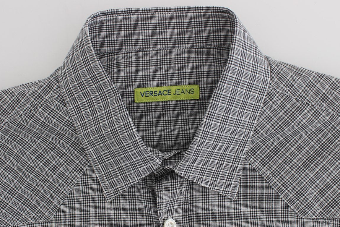 Gray Checkered Casual Cotton Shirt