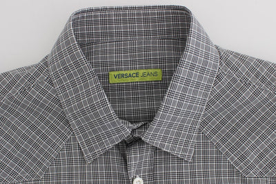 Gray Checkered Casual Cotton Shirt