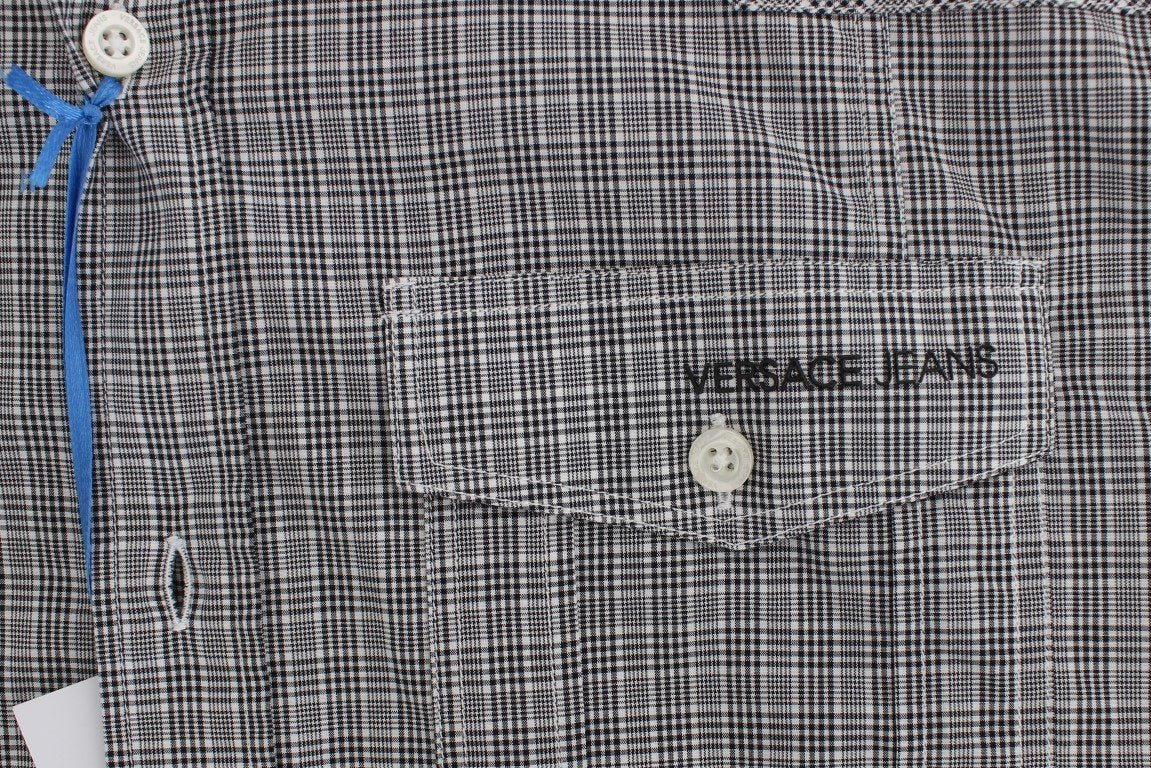 Gray Checkered Casual Cotton Shirt