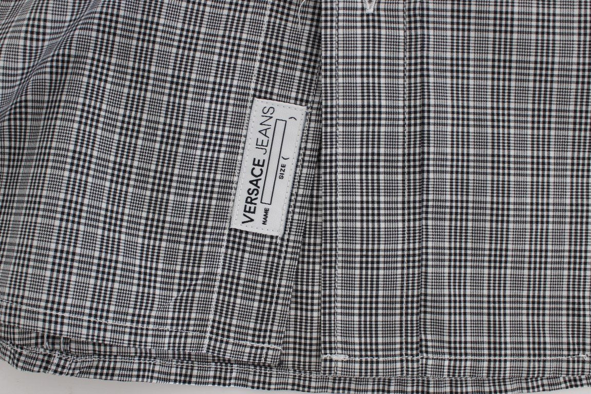 Gray Checkered Casual Cotton Shirt