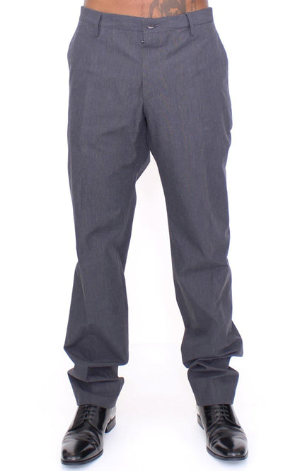 Gray Cotton Slimfit Pants Chinos