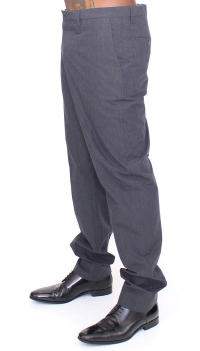 Gray Cotton Slimfit Pants Chinos