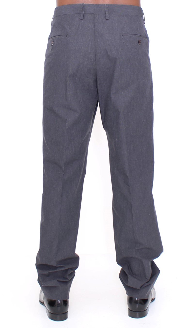 Gray Cotton Slimfit Pants Chinos