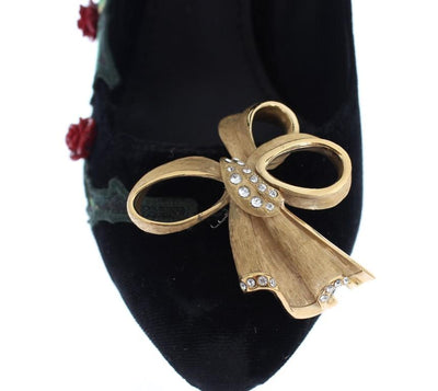 Black Velvet Roses Mary Janes Pumps