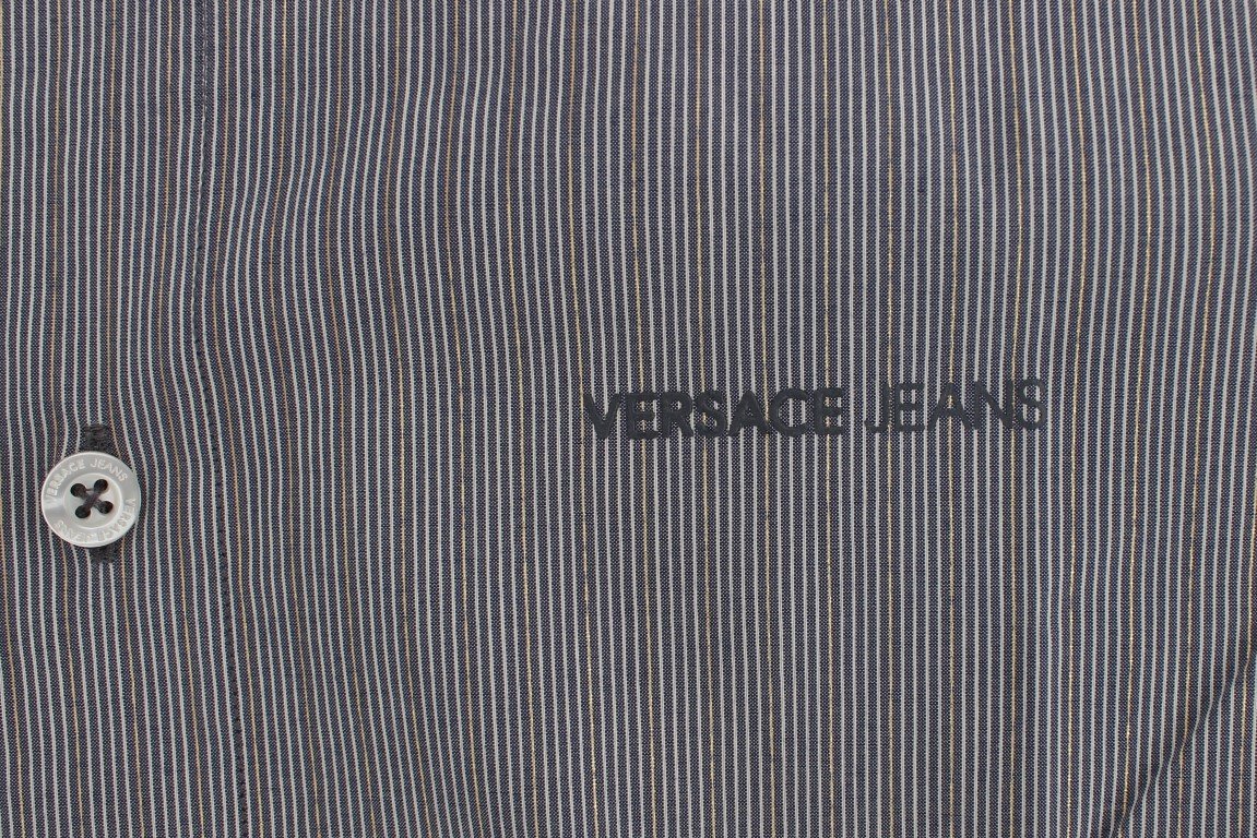 Gray Striped Slim Fit Cotton Shirt