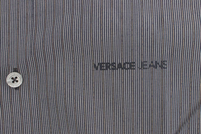 Gray Striped Slim Fit Cotton Shirt