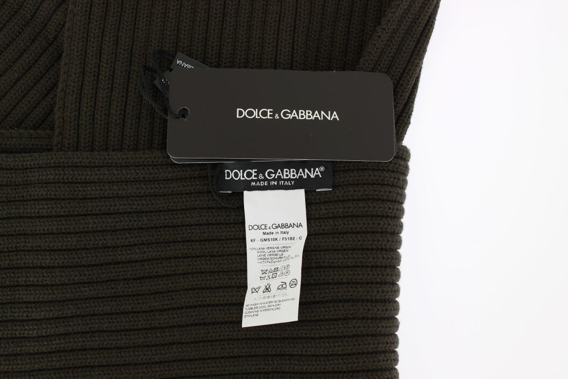 Green Knitted Wool Scarf