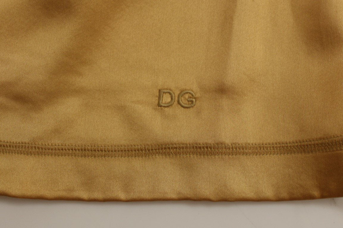 Gold Sleeveless Silk Top Tank