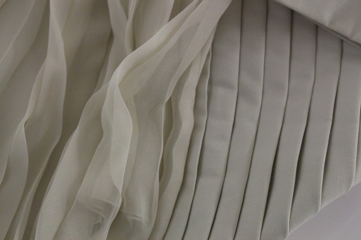 Beige Cotton Pleated Silk Coat