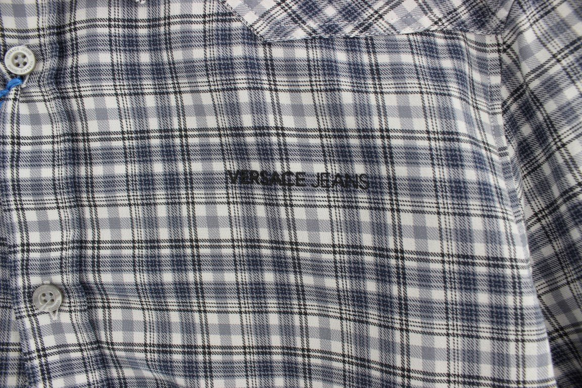 Blue Checkered Slim Fit Cotton Shirt