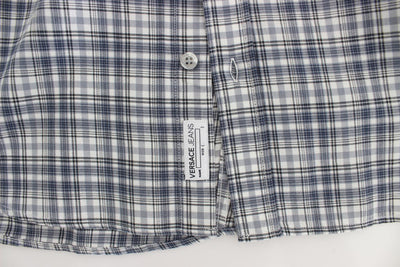 Blue Checkered Slim Fit Cotton Shirt