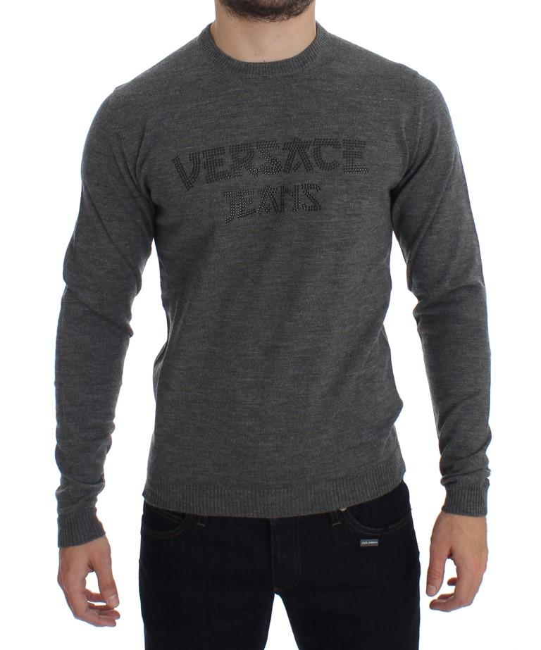Gray Wool Crew-neck Pullover Sweater