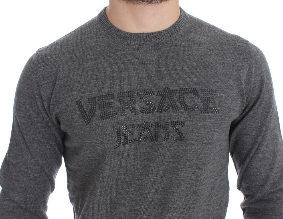 Gray Wool Crew-neck Pullover Sweater
