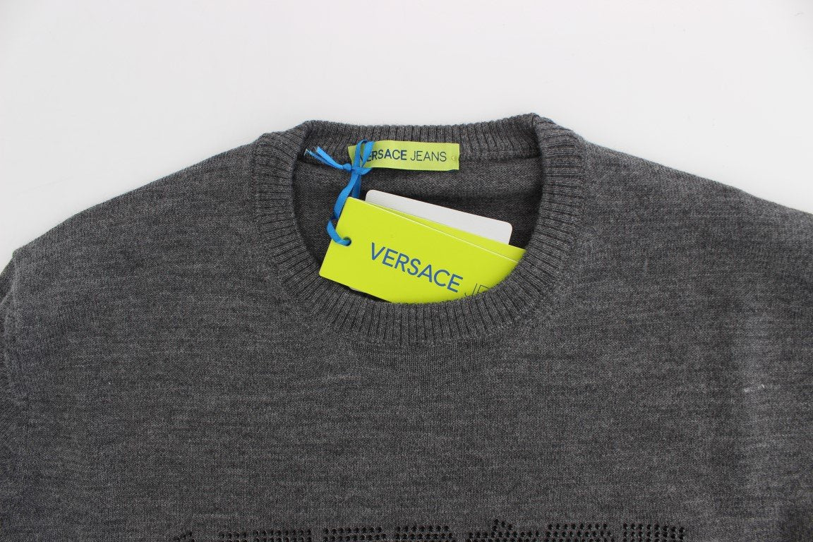 Gray Wool Crew-neck Pullover Sweater