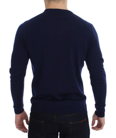 Blue Wool Crew-neck Pullover Sweater