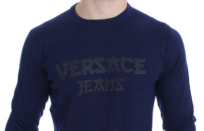 Blue Wool Crew-neck Pullover Sweater