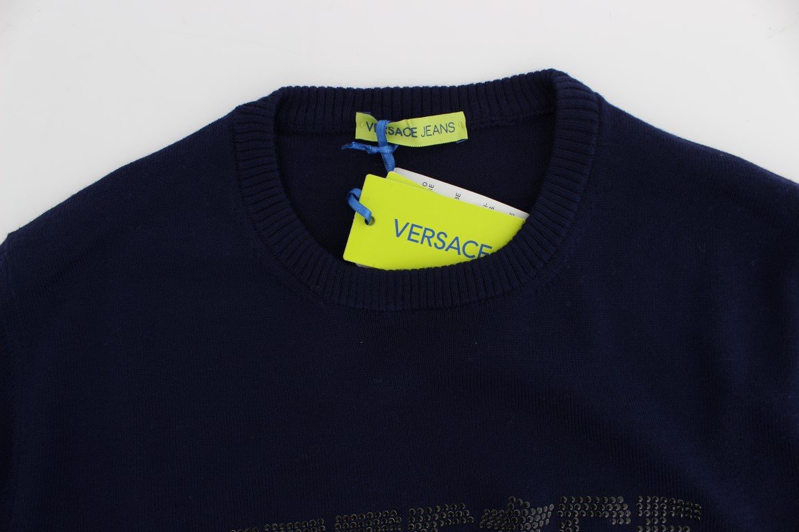 Blue Wool Crew-neck Pullover Sweater