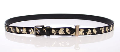 Black Silk Sequined Logo Belt
