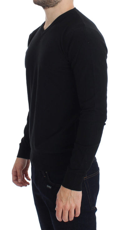Black V-neck Pullover Sweater