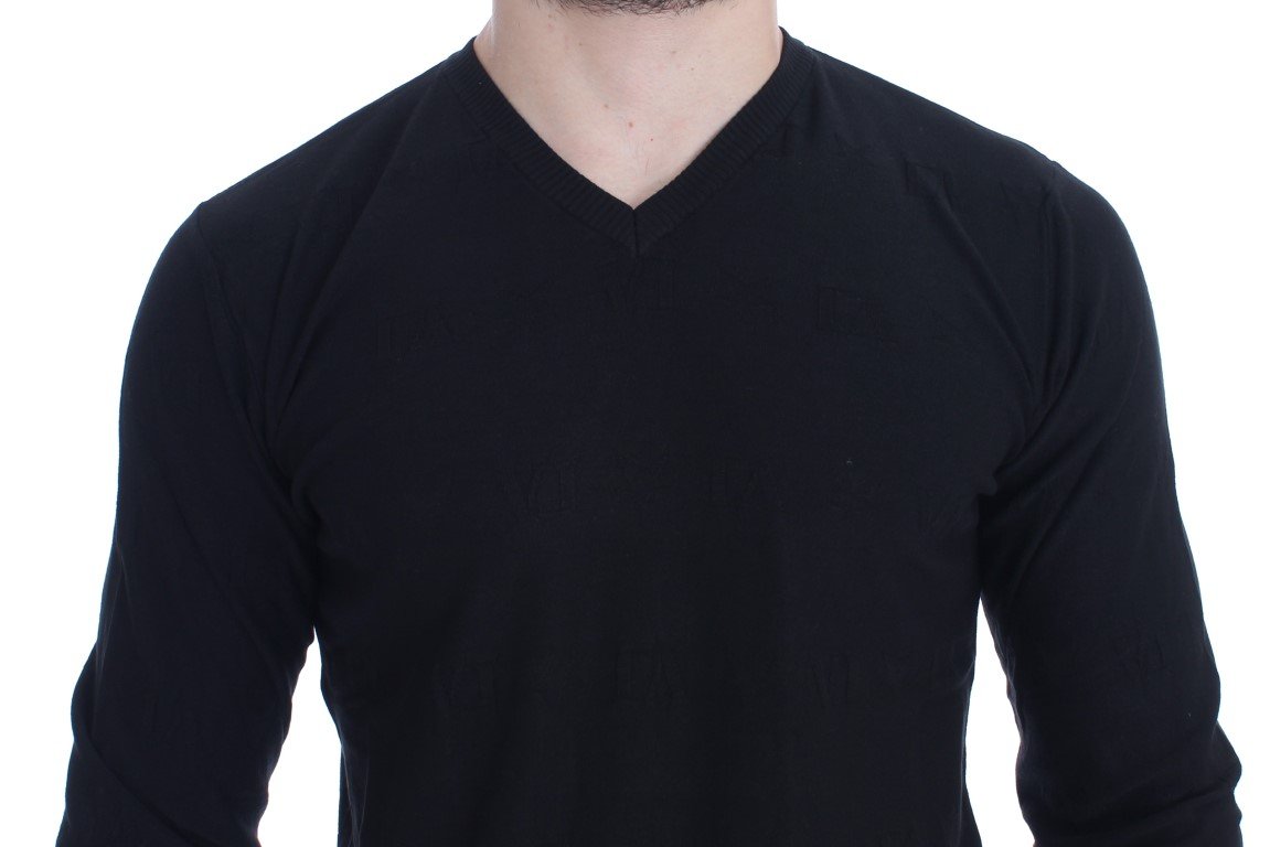 Black V-neck Pullover Sweater