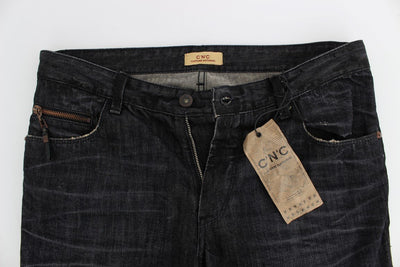 Gray Slim Fit Cotton Denim Pants Jeans