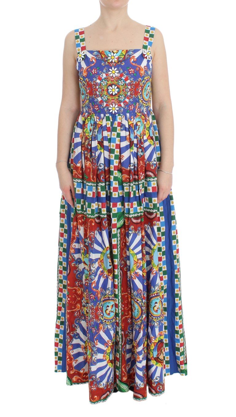 Multicolor Carretto Crystal Sheath Cotton Dress