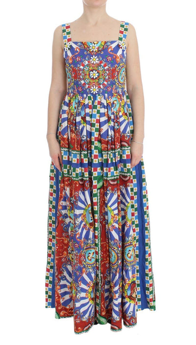 Multicolor Carretto Crystal Sheath Cotton Dress