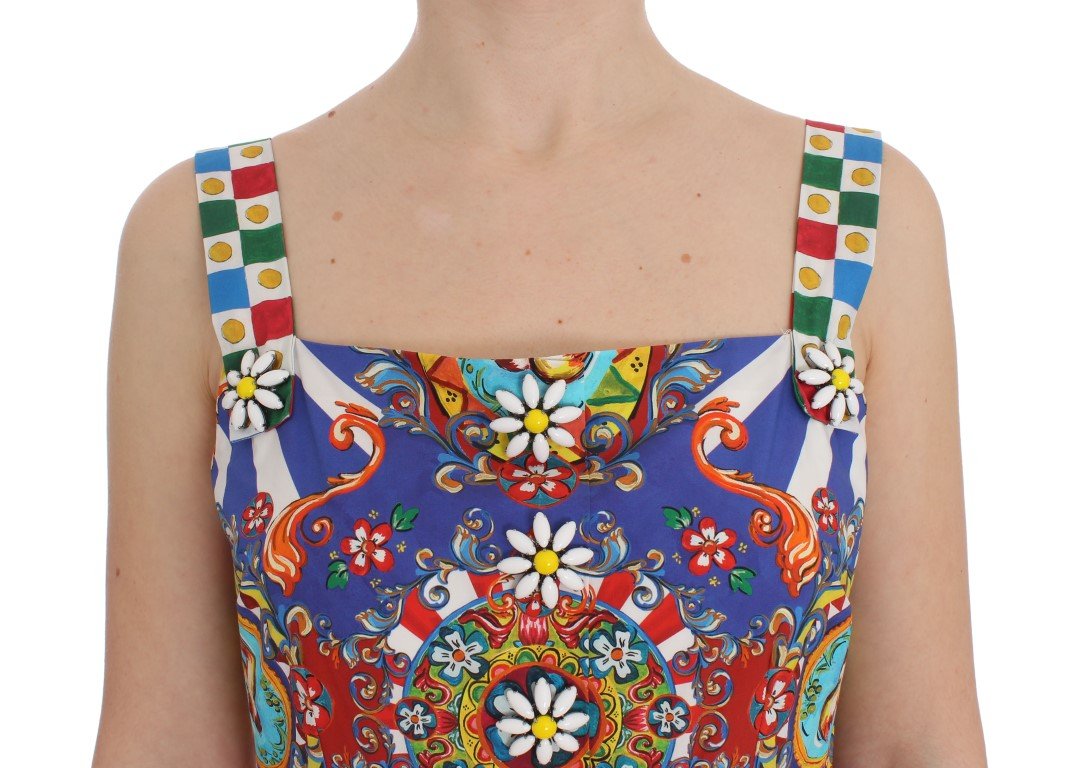 Multicolor Carretto Crystal Sheath Cotton Dress